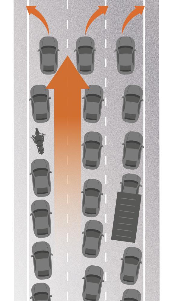 Schematische weergave van de vorming van een reddingsstrook.